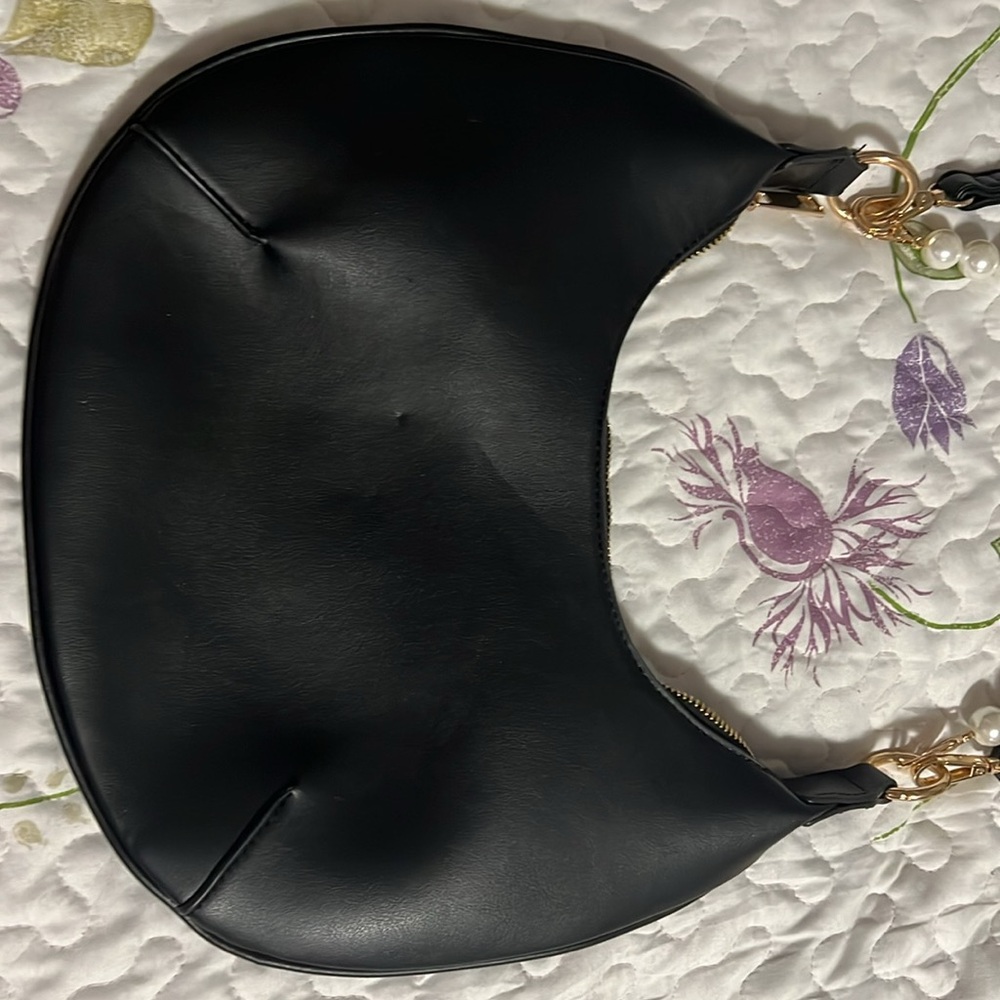 Black Leather saddle bag pearl strap leather strap removable dimensions in photo - Picture 4 of 7